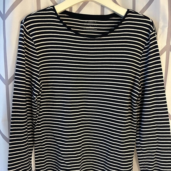 Talbots Navy and White Striped Tee - Picture 1 of 4